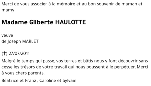 Gilberte HAULOTTE