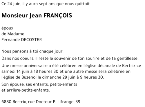Jean FRANçOIS