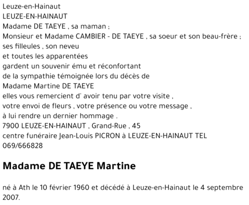 DE TAEYE Martine