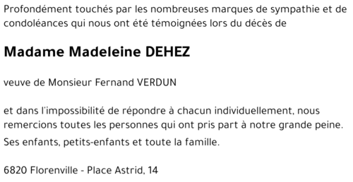 Madeleine DEHEZ