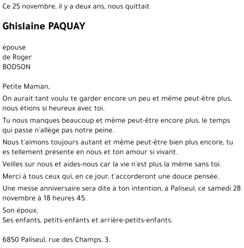 Ghislaine PAQUAY