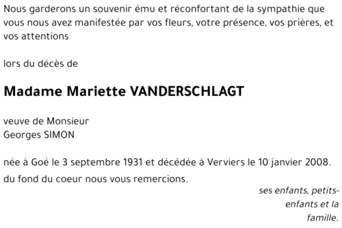 Mariette VANDERSCHLAGT