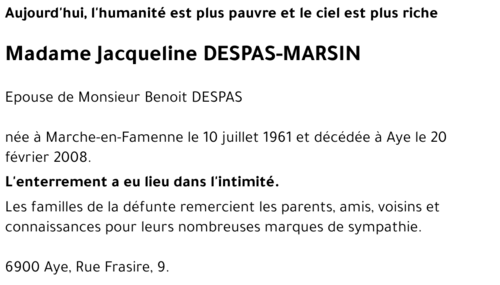 Jacqueline MARSIN