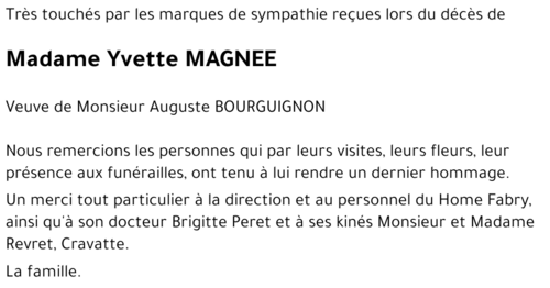 Yvette MAGNEE
