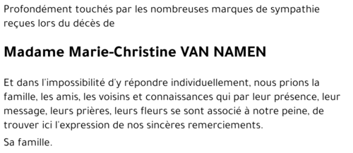 Marie-Christine VAN NAMEN