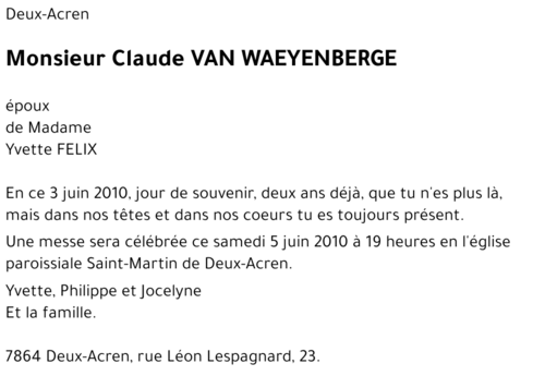 Claude VAN WAEYENBERGE