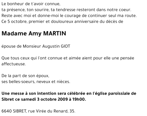 Amy, Léa MARTIN