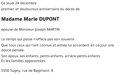 Marie DUPONT