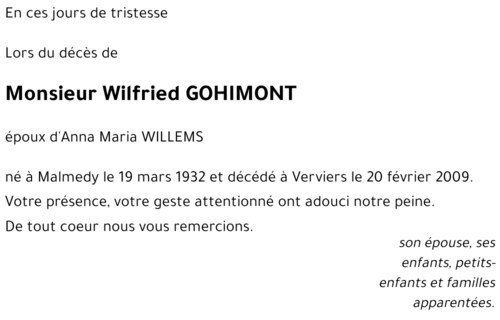 Wilfried GOHIMONT