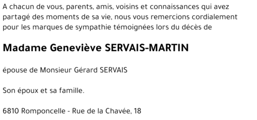 Geneviève SERVAIS-MARTIN