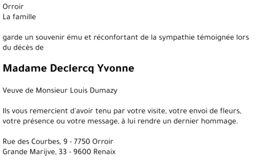 Declercq Yvonne