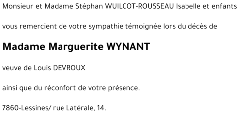 Marguerite WYNANT
