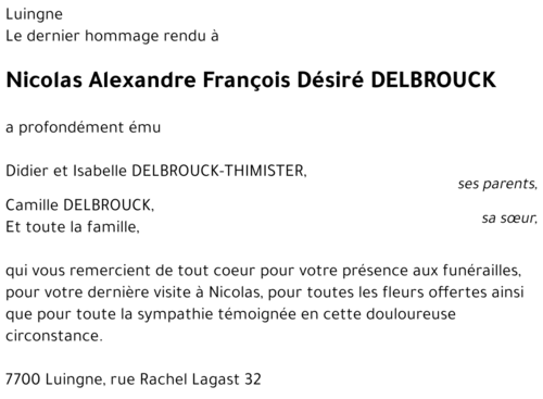 Nicolas Alexandre François Désiré DELBROUCK