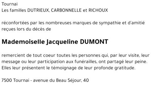 Jacqueline DUMONT