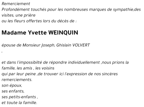 Yvette WEINQUIN