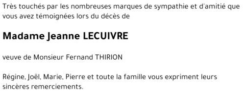 Jeanne LECUIVRE
