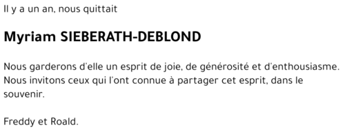 Myriam SIEBERATH-DEBLOND