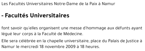 - Facultés Universitaires