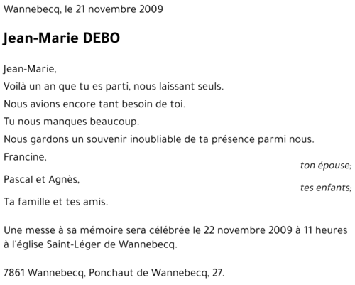 Jean-Marie DEBO