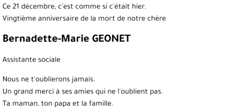 Bernadette-Marie GEONET