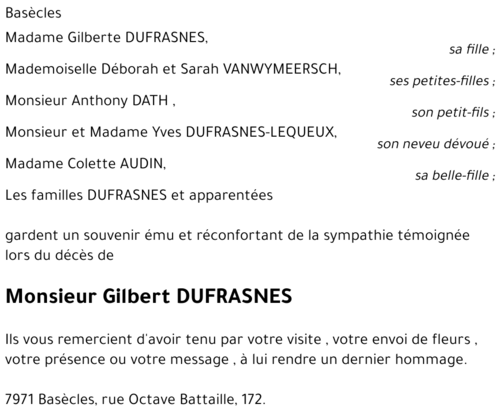 Gilbert DUFRASNES