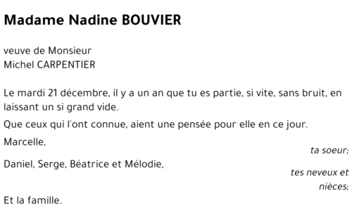 Nadine BOUVIER