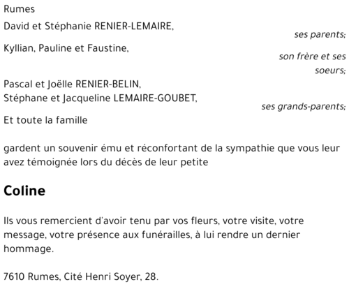 Coline RENIER
