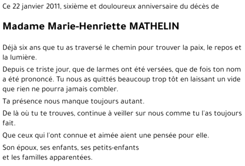 Marie-Henriette MATHELIN