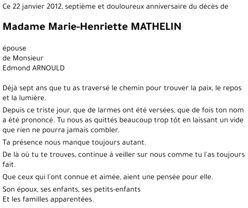 Marie-Henriette MATHELIN