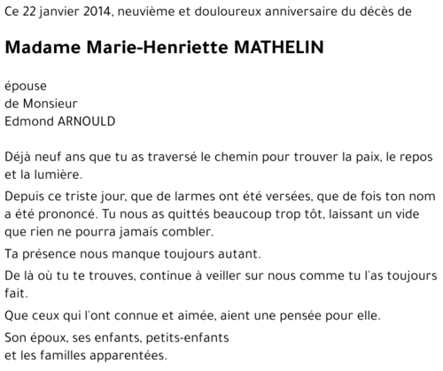 Marie-Henriette MATHELIN