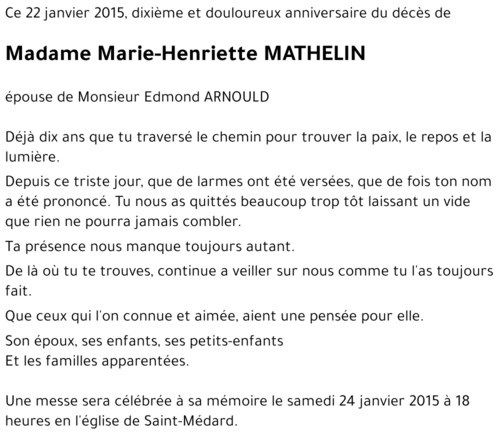Marie-Henriette MATHELIN