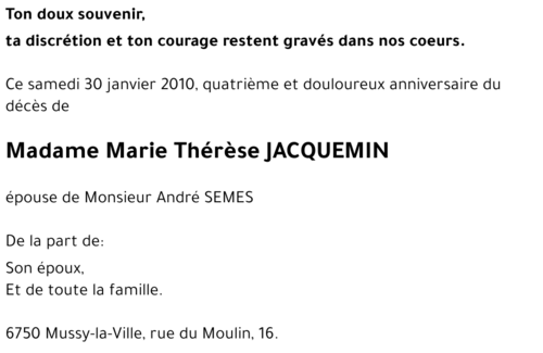 Marie Thérèse JACQUEMIN