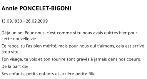 Annie PONCELET-BIGONI