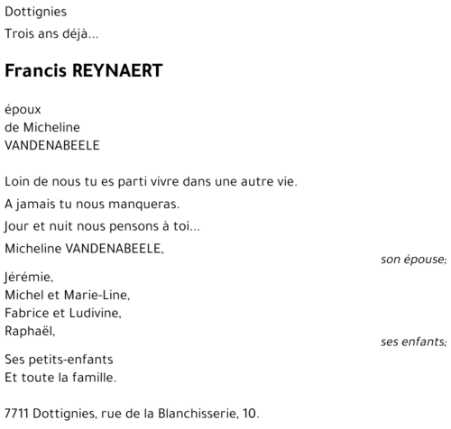 Francis REYNAERT