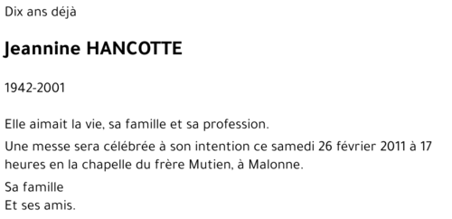 Jeannine HANCOTTE