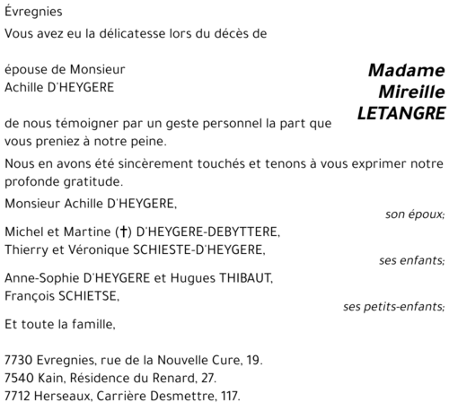 Mireille LETANGRE