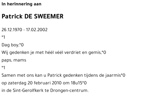 Patrick DE SWEEMER