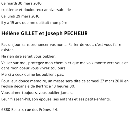 Hélène GILLET et Joseph PECHEUR