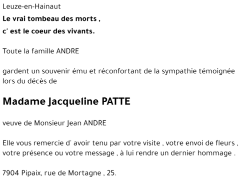 Jacqueline PATTE