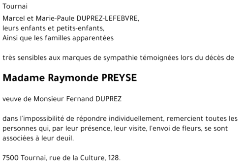 Raymonde PREYSE