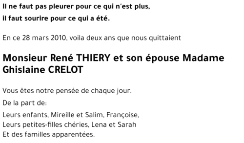 René THIERY et son épouse Madame Ghislaine CRELOT
