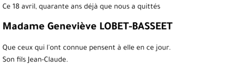 Geneviève LOBET-BASSEET