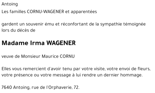 Irma WAGENER