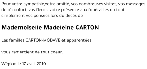 Madeleine CARTON