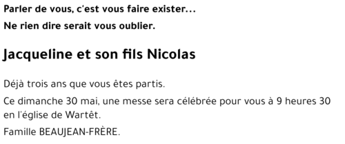 Jacqueline et son fils Nicolas