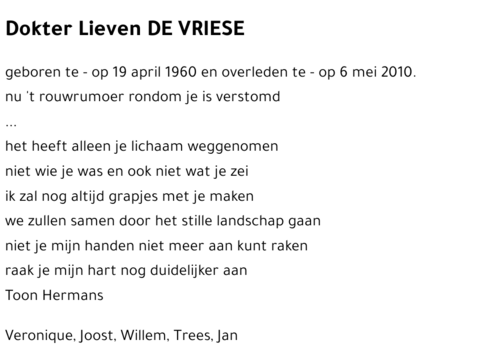 Lieven DE VRIESE