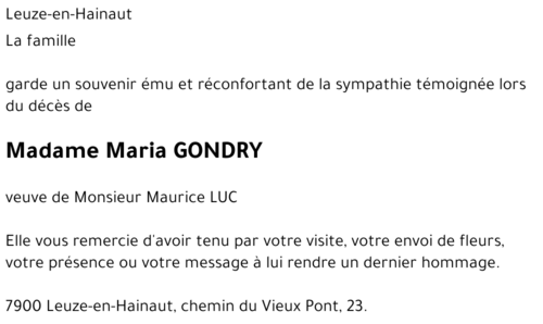 Maria GONDRY