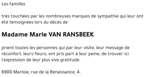 Marie VAN RANSBEEK