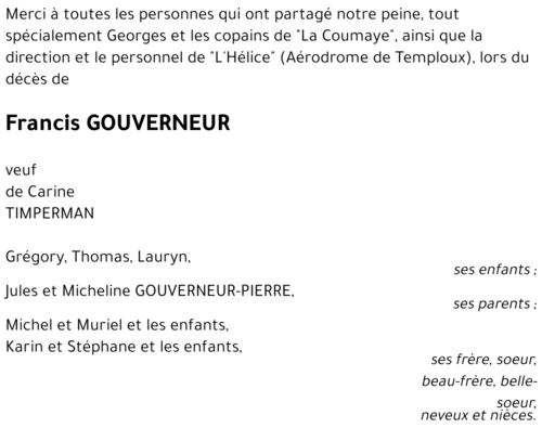 Francis GOUVERNEUR