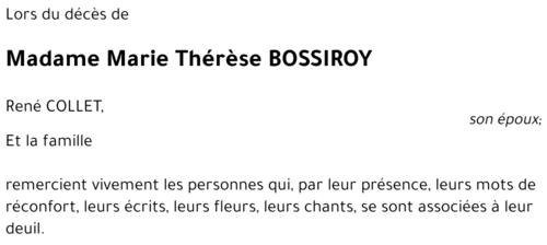 Marie Thérèse BOSSIROY